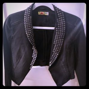 Blank NYC Rare Black Denim Studded Moto Jacket